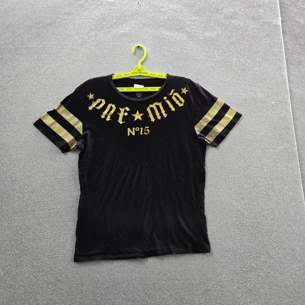 Ecko Men Shirt‎ M Black Graphic Text Streetwear Grunge Sequin Short Sleeve Logo